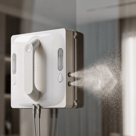 Étape 2 — Le robot Connecté pulvérise, racle et essuie